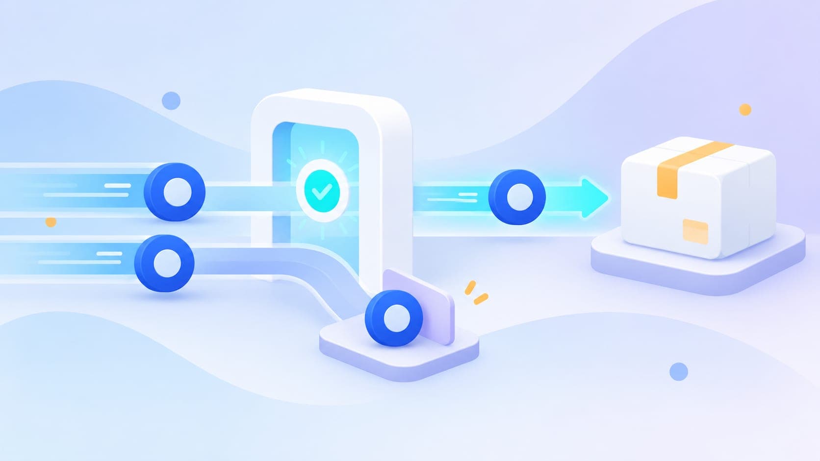 A duplicate order token is held aside while one verified token passes an inspection gate.